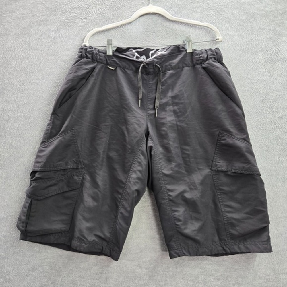 Fox Men Activewear Shorts 36 Gray Cargo Logo BMX Biker‎ Polyester Spandex